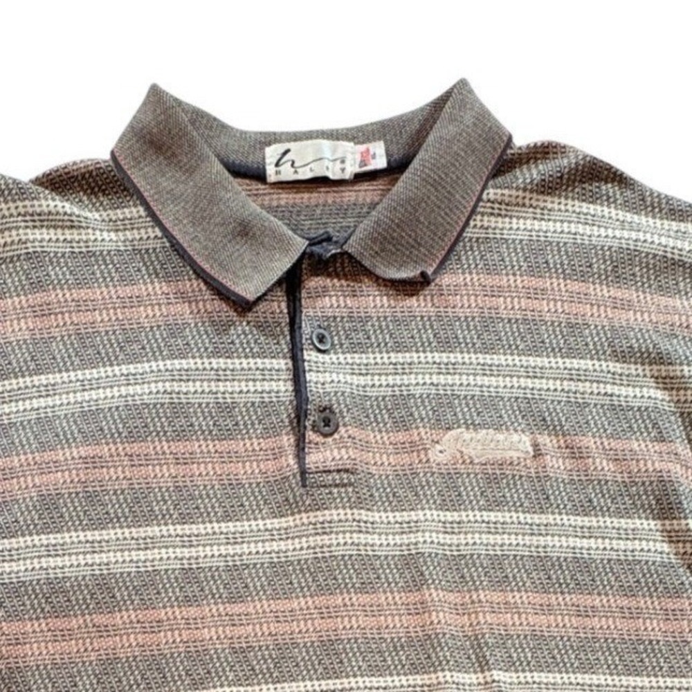 Haley Striped Polo Shirt Mens XL Short Sleeve Cotton Textured Knit Vintage USA